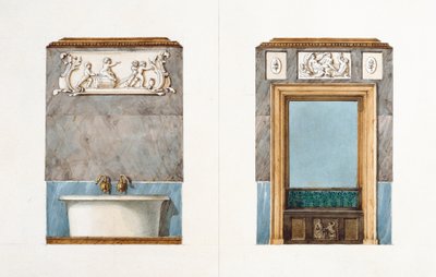 The bathroom at rue Fortunee, house bought by Balzac in 1847, 1851 by M. Santi